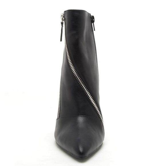 Faux Leather Black Double Zipper Ankle Booties - Picture 7 of 8